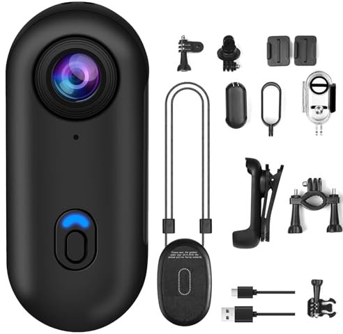OBEST 360°Action Cam 1080P Unterwasserkamera 30m/98ft Wasserdicht WiFi Kamera 120°Weitwinkel Action Kamera, Freihand POVs Vlog Bodycam, Mini Helmkamera für Radfahren Motorrad
