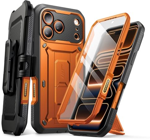 SUPCASE Coque pour iPhone 17 Pro 2025 avec Bouton Commande de Caméra [Béquille Intégrée & Protection d'Ecran] [Protection Militaire] (UB Pro) Coque Intégrale Robuste pour iPhone 17 Pro, Corail