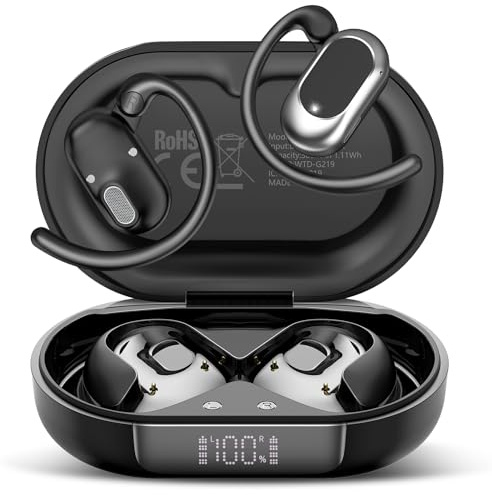 STECEi Open Ear Headphones, Bluetooth 5.4 Wireless Earbuds with Adjustable Ear Hooks, Powerful Sound, Air Conduction Earbuds with Mic, 36H playtime, Ultra-Comfort, IPX7 Waterproof Sports Earphones