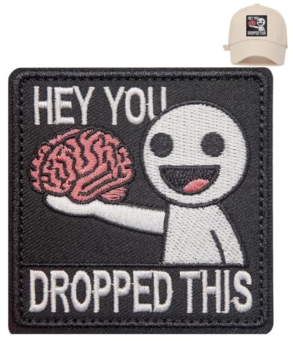 TAKONE Klett Patch HEY YOU DROPPED THIS – gestickter Aufnäher Gehirn