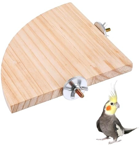 Piattaforma per uccelli in legno per pappagalli ad angolo 15,9 cm, a forma di ventaglio, accessori per gabbia per pappagalli, supporto piatto per gabbie per uccelli, mensola angolare per uccelli