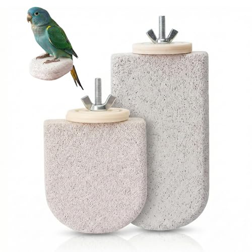 ZMaglorian 2 Pièces Perchoir Oiseau en Pierre Minérale, Design Glace sur Bâton, Bâton à Ronger Naturel, Pour Perruches Ondulées et Calopsittes, Accessoire Cage à Oiseaux pour Soin du Bec et