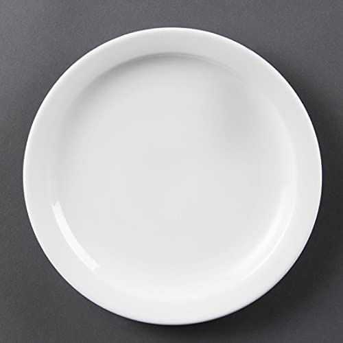Olympia White Ware Narrow Rimmed Service Plates 202mm Porcelain 12pc