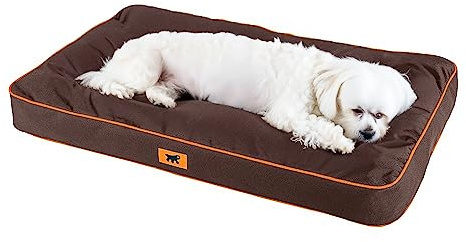 FERPLAST - Cama para Perros Y Gatos - Perrera ortopédica pequeña - Colchoneta para Perros - Perrera para Gatos - Impermeable y a Prueba de arañazos - Polo, 65 x 40 x h 8 CM, Marron