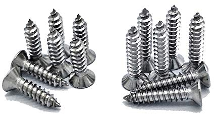 Qrity Edelstahl-Blechschrauben M4, Kreuzschlitz-Flachkopf-Schrauben, Holzbearbeitungsschrauben