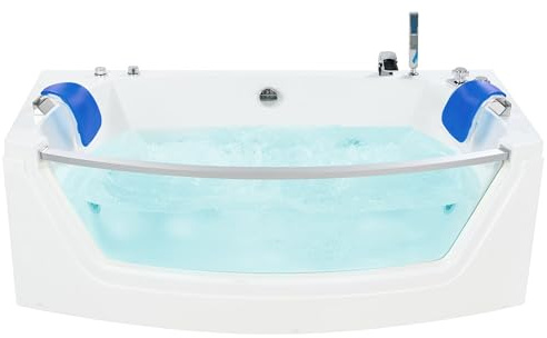 Baignoire Balnéo de Forme Rectangulaire en Acrylique avec Chromothérapie 2 Appui-Têtes Surface Vitrée Convexe et une Capacité de 320 Litres Beliani