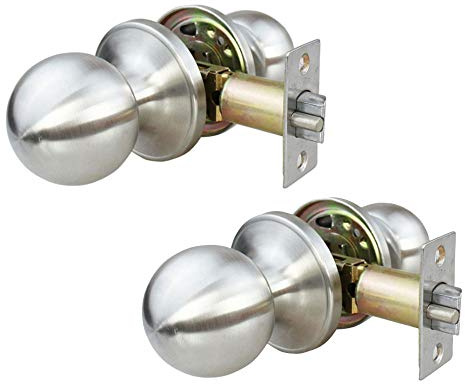 NUZAMAS - Juego de 2 cerraduras de puerta de acero inoxidable, sin llave, pomos de puerta interior, dormitorio, cocina, baño, lavadero puertas cerraduras de privacidad, acero inox
