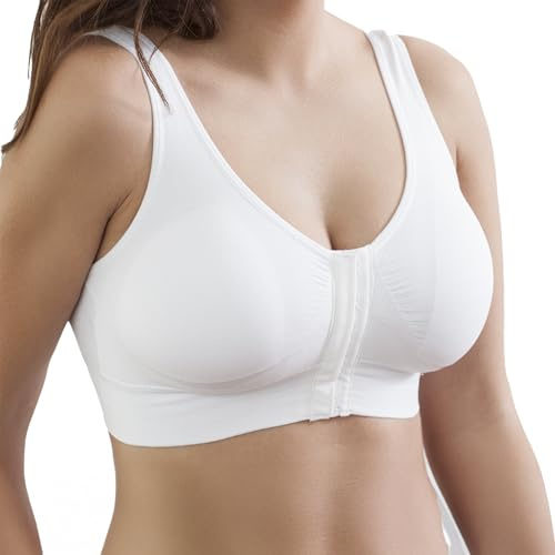 Selene, Reggiseno Donna in Tessuto Anallergico, Senza Ferretto, con Coppe Estraibili e Comoda Chiusura Davanti, Collezione Luisa, Colore Bianco, Taglia L