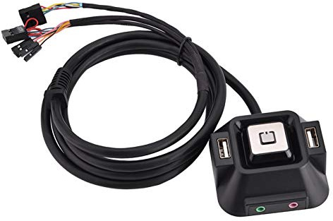 Tyenaza HDD knappomkopplare, stationär PC strömbrytarknapp med dubbla USB-portar återställningsknapp ljudmikrofonport ersättning för stationär datorväska