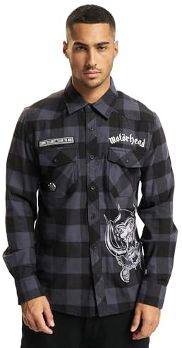 Brandit Motörhead Check Shirt Long Sle, Color: black/grey, Size: 3XL