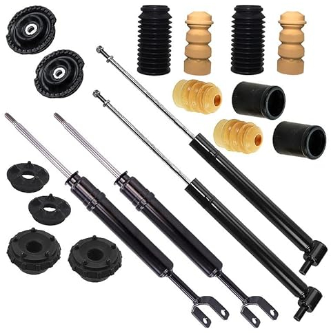 ATEC Germany 4x Gasdruck Stoßdämpfer Vorne und Hinten Federbein inkl. Domlager & Staubschutzsatz, Kompatibel mit A udi A4 B5 (8D2)