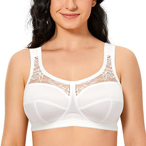Ayigedu Women's Full Figure Minimizer Bras Non-Wired Plus Size Comfort Non Padded Bra 38D White