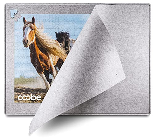 1000 Piece Jigsaw Puzzle Boards Portable, Puzzle Mat with Cover, Lightweight Puzzle Tray Storage System, Felt Table Top by Coobe (Gray)