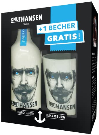 KNUT HANSEN DRY GIN Geschenkpackung | Weltweit ausgezeichnet | 0,5L KNUT HANSEN GIN inklusive 1 GRATIS Keramik-Becher 0,5L