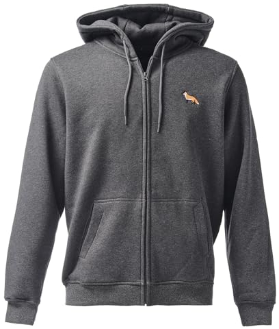 Baddery Jacke für Herren & Damen - Fuchs - Streetwear Zip-Hoodie - Sportjacke Männer - Outdoor Wander Kleidung (BY012 Zip Charcoal XL)