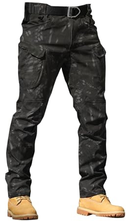 OBiQuzz Pantalones cargo para hombre con camuflaje largo, pantalones de trabajo, pantalones de senderismo para hombre, pantalones de trabajo casuales para hombre, pantalones militares al aire libre