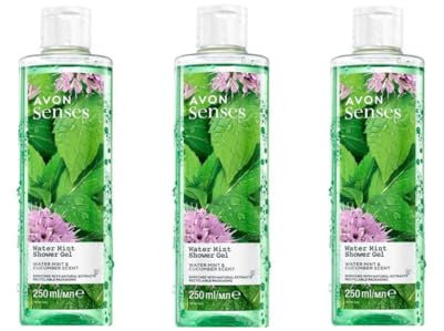 Avon Shower Gel Bundle - Refreshing Water Mint Scent, Hydrating & Invigorating Body Wash, Pack of Three