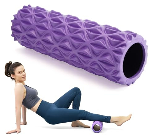 Zmarthumb Foam Roller - 15 inch Deep Tissue Massager for Muscle Massage, Myofascial Trigger Point Release, Exercise, Yoga, Pilates & Stretching(Purple)