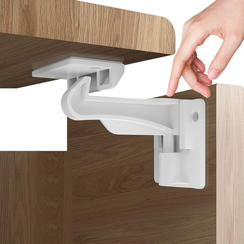 8 Pack Upgraded Invisible Baby Proofing Cabinet Latch Locks – No Drilling or Tools Required, Strong Adhesive, Works with Countertop Overhangs, Secure Child Safety Locks for Cabinets & Drawers