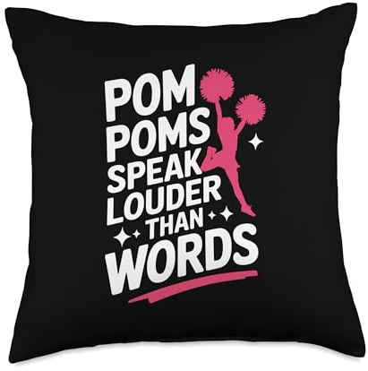 Pom Poms Speak Louder Than Words Cheerleader Cheerleading Throw Pillow
