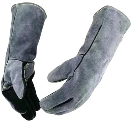 TIEOAXFT Guanti da Saldatura estesi da 40 cm Guanti da Saldatura Resistenti alla Perforazione a Doppio Strato con Isolamento Termico Guanti da Lavoro di Sicurezza da Giardino