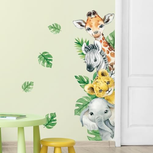 Tanlaby Wandtattoo Kinderzimmer Tiere Dschungel Türaufkleber Safari Tiere