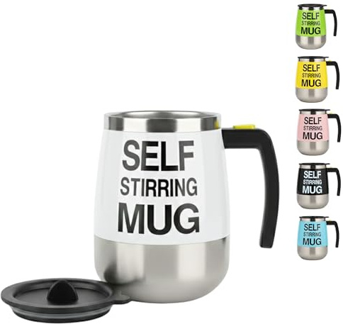 YASTA Tazza Automescolante Elettrica a Trascinamento Magnetico, Mug Termica in Acciaio Inox, Miscelatore Automatico e Montalatte per Caffè, Proteine e Cioccolata, Portatile con Coperchio, 380ml