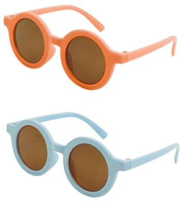 BEHAHAI Gafas de sol redondas para niños, protección UV 400 para bebés, niños de 1 a 8 años, estilo retro para niñas y niños, Redondo, 2 unidades, Talla única