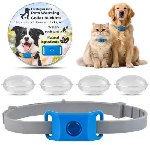Collier Anti Tique Chien Chat Puce Remplaçable Naturel Plantes Huiles Essentielles Élimine Antipuce Antiparasitaire Moustique Parasitaire Lot Silicone Imperméables Réglable 63cm Petits Moyens Grands