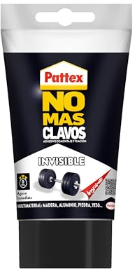 Pattex No Más Clavos Invisible, pegamento resistente transparente, pegamento extrafuerte para madera, metal y más, adhesivo de montaje instantáneo, 1 tubo x 120 g