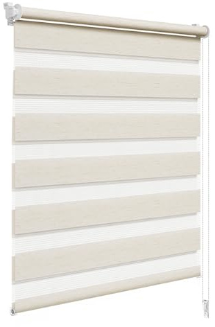 WOLTU Doppelrollo Klemmfix ohne Bohren Holzlook Buche B70 x H150 cm, Duo Rollo lichtdurchlässig Fensterrollo für innen verdunkelnd, Zebrarollo mit Kettenzug - Seitenzugrollo für Fenster und Tür