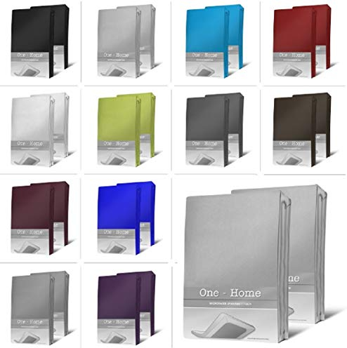 one-home 2er Pack Microfaser Spannbettlaken Spannbetttuch Betttuch mit Rundumgummi Set, Farbe:Silber, Maße:90x200 cm - 100x200 cm