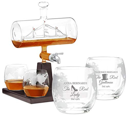 Maverton Decanter per Whisky in vetro, incisione personalizzata