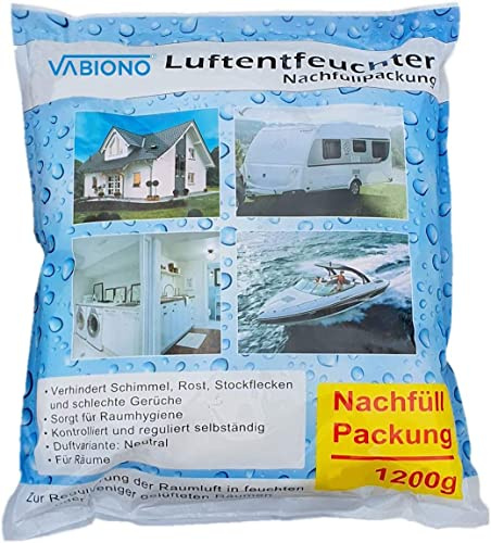 vabiono Luftentfeuchter Nachfüllpack 1,2kg Vliesbeutel Granulat für Raumentfeuchter zum Nachfüllen (6 x 1,2kg Nachfüller-Granulat)