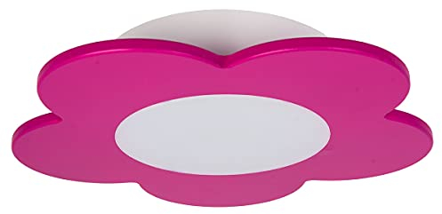 Hellux Kinderzimmer Lampe Decke aus Holz | LED Deckenleuchten für Kinder mit Blumenform | Kinderlampe Decke 20x33x33cm für Babyzimmer | Lampe E27 (Rosa)