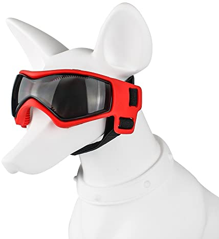 Hundebrille, Anti-UV Wasserdicht Winddicht Hunde Sonnenbrille für Kleine und Mittlere Hunde, Einstellbar Hunde Sonnenbrille für Outdoor, Party, Urlaub, Reisen