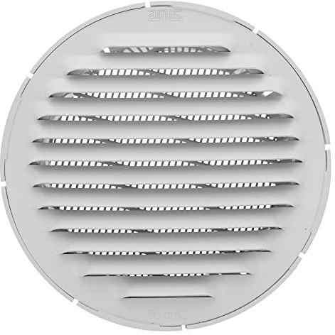 Amig - Rejilla Redonda de Aluminio con Mosquitera - Rejillas de Ventilación para Salida de Aire - Ideal para Techo de Cocina y Baño - Diámetro interior Ø8 cm - Color Blanco