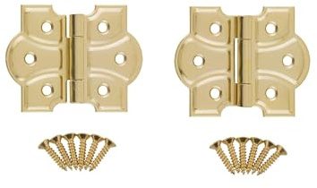 Polished Brass Butterfly Hinges with Removable Pin - Pack of 2 - Surface Mount Cabinet Door Hinges - UA-261-HPB (1)