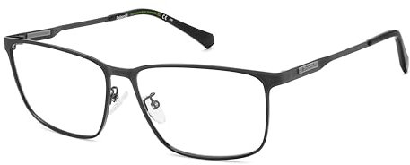 POLAROID Rechteckig Metall Brillen in Matte Black für Herren, Brille mit Sehstärke, optional mit Sonnenbrillen tönung oder Blaulichtfilter (Modell 106897)