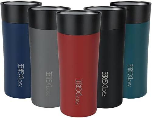 720°DGREE Termosmugg 350 ml “PleasureToGo 2.0” – 3 storlekar, 5 h varm, 10 h kall, läckagesäker, BPA-fri, hygienisk, 360° dricköppning – slimmad travel mug, termosmugg to-go – Röd