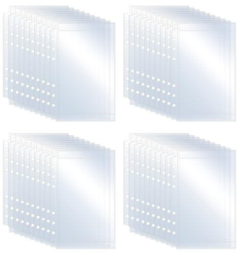 40 Unidades A6 Binder Pockets, Fundas de Plástico Transparente Para Fotos y Tarjetas de Crédito, Impermeables Para Billetes de Carpetas, Con 6 Agujeros Para Hojas de Presupuesto