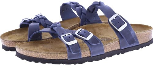 BIRKENSTOCK Franca Braided Damen Pantoletten Navy-Blau Leder 38 Eu