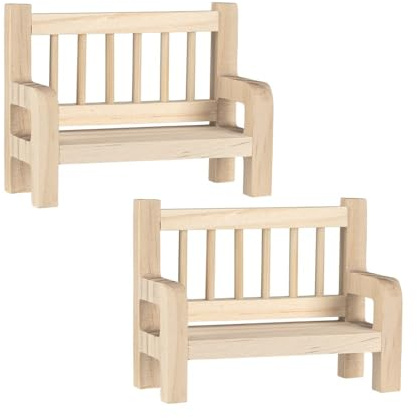 Idées avec des bancs en Bois Miniatures Coeur | Modélisme | Accessoires Maison de poupée | Matériel d'artisanat | Décoration | Bricolage | Chemin de Fer Miniature | Banquette | 8 cm x 3,4 cm x 6 cm |