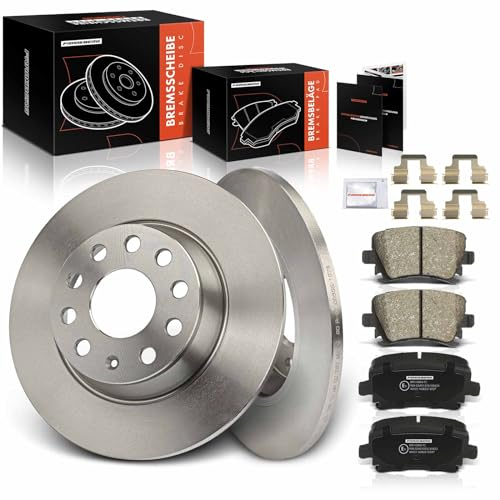 Frankberg 2x Bremsscheiben + 4x Bremsbeläge mit Bremsenschmiermittel Hinterachse Kompatibel mit Golf VI Variant AJ5 J.e.t.t.a III 1K2 P.a.s.s.a.t T.i.g.u.a.n Replace# 1K0615601AD