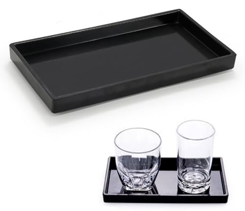 Fine jade2 Bandeja de baño Bandeja de joyería negra Portavelas Bandeja de joyería de resina para tela, velas, toalla, cosmético, negro