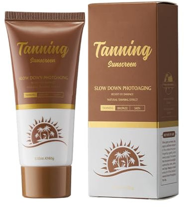 Crema Solare Autoabbronzante Naturale, Self-Tanning, Protezione Duratura, Formula Acqua-Resistente, Texture Leggera, Effetto Lucido Sano, Adatta a Tutti i Fototipi, Sviluppo Colore Omogeneo