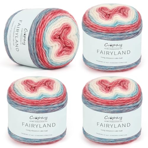 Coopay Fil dégradé de couleur, 4 x 100 g de laine pour crochet, tricot élégant, pulls, chapeaux