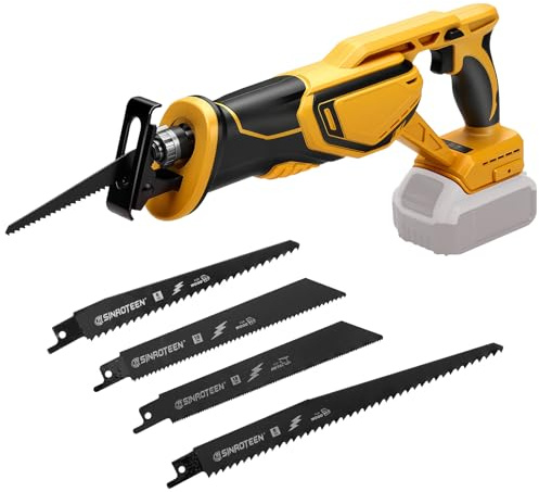 Reciprocating Saw Compatible with Dewalt 18V 20V, Brushless Cordless Wood Saw Electric, Electric Saws to Cut Metal, for PVC Cutting 4 Sawing Blades (No Battery)