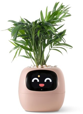 PLANTSIO Jardinière intelligente pour animaux de compagnie avec vases intelligents alimentés par l'IA, guide de soins pour plantes avec émojis, interaction gestuelle adorable, vase de décoration