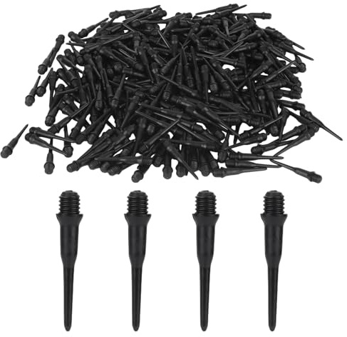 Goktvai 300pcs 2BA Thread Soft Tip Dart Points, Black Plastic Replacement Dart Tips for Dart Board Easy Install Dartboards Accessories